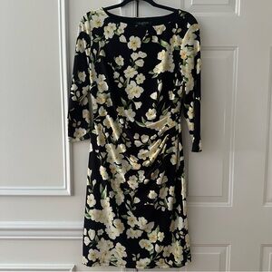 Lauren Ralph Lauren Black Floral Midi Dress